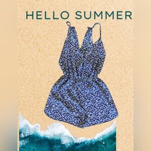 Maitai short jumpsuit floral blue/white L lightweight Romper